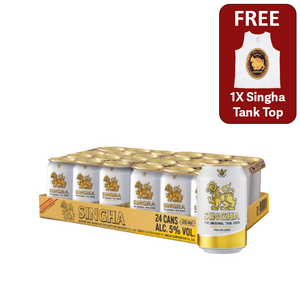 Singha Premium Lager Beer Cans 24x320ml With Free Singha Tank Top